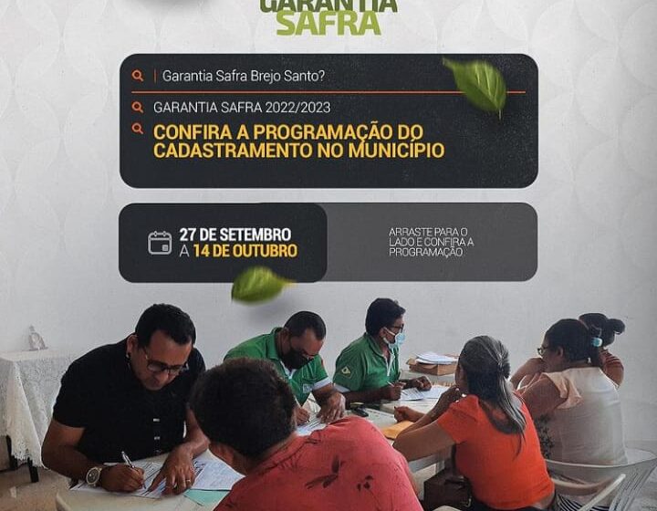  Brejo Santo: Começa o Cadastramento do Garantia Safra.