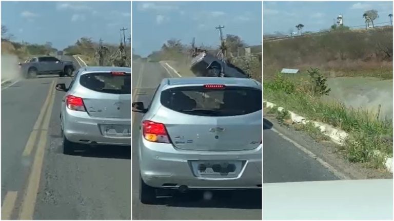  Motorista perde o controle do veículo e cai em lago no Ceará.