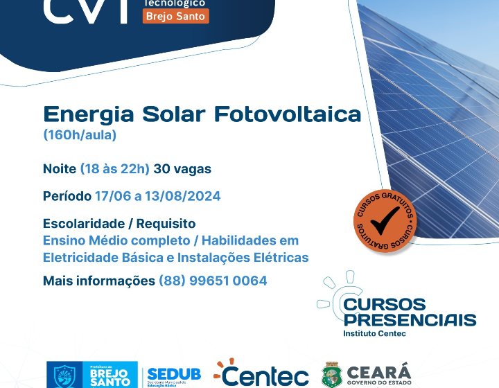  Brejo Santo: CVT apresenta curso de energia Solar grátis